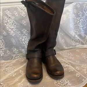 Frye Veronica Slouch Brown Leather Knee-High Boots